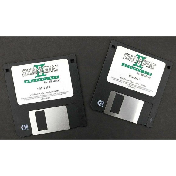 Vintage Shanghai 2 Dragon's Eye PC 2 Diskettes 3.5" Disks Windows 3.1 Activision - Picture 1 of 4
